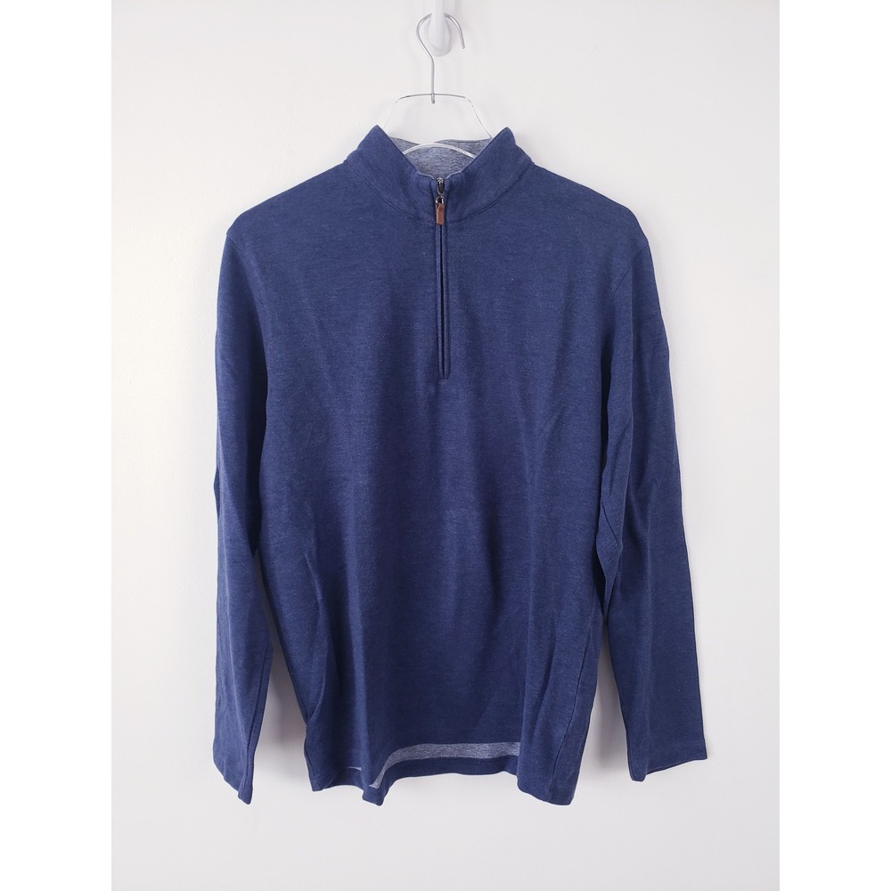 Mizzen+Main Quarter Zip Pullover  Performance Trim Fit Navy Blue Mens Medium